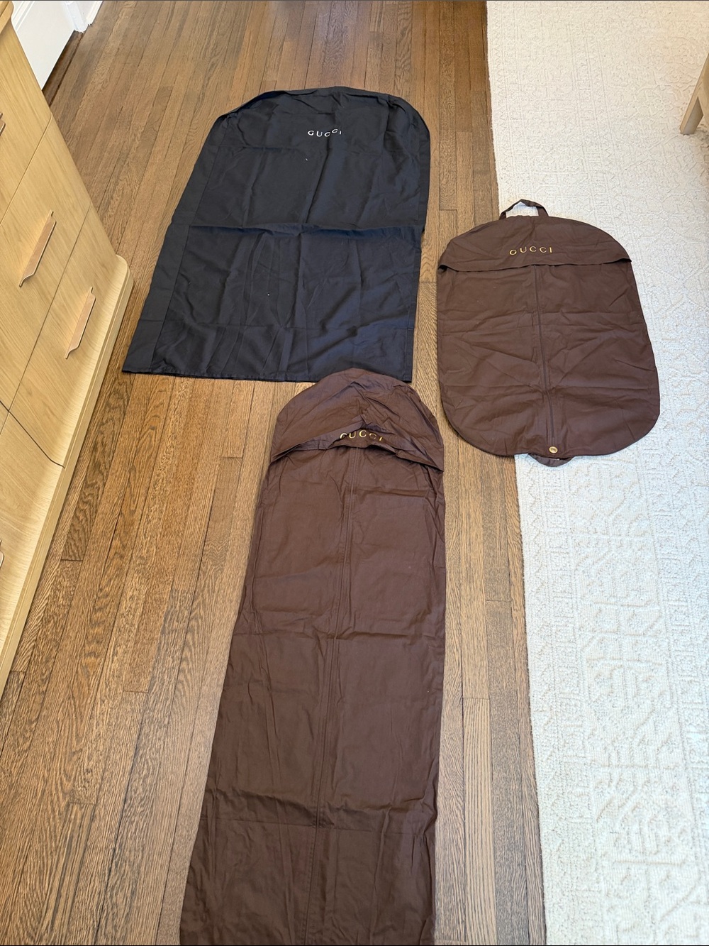 3 Gucci Brown and Black Garment Bags